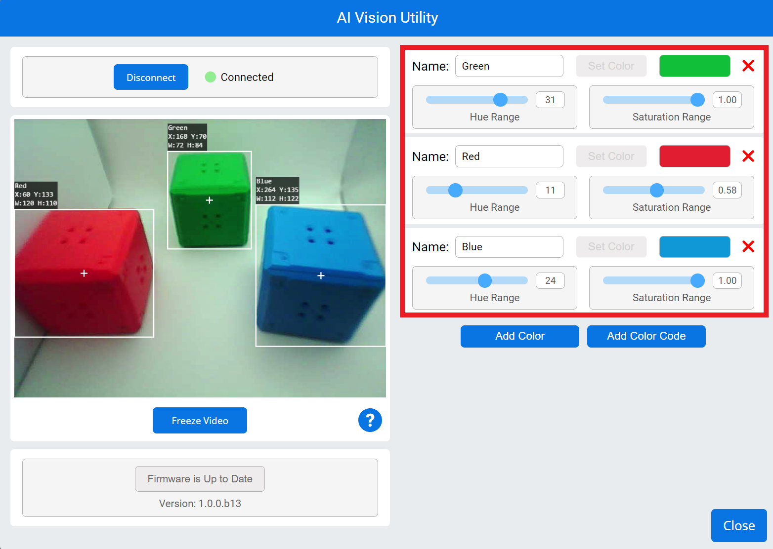 Vex Code Color Sensor VEX AI Vision Sensor 功能簡介